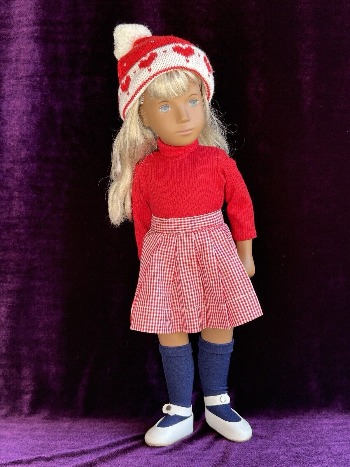 Vinyl Trendon Sasha Blonde Gingham Girl Doll England with Box Winter Outfit
