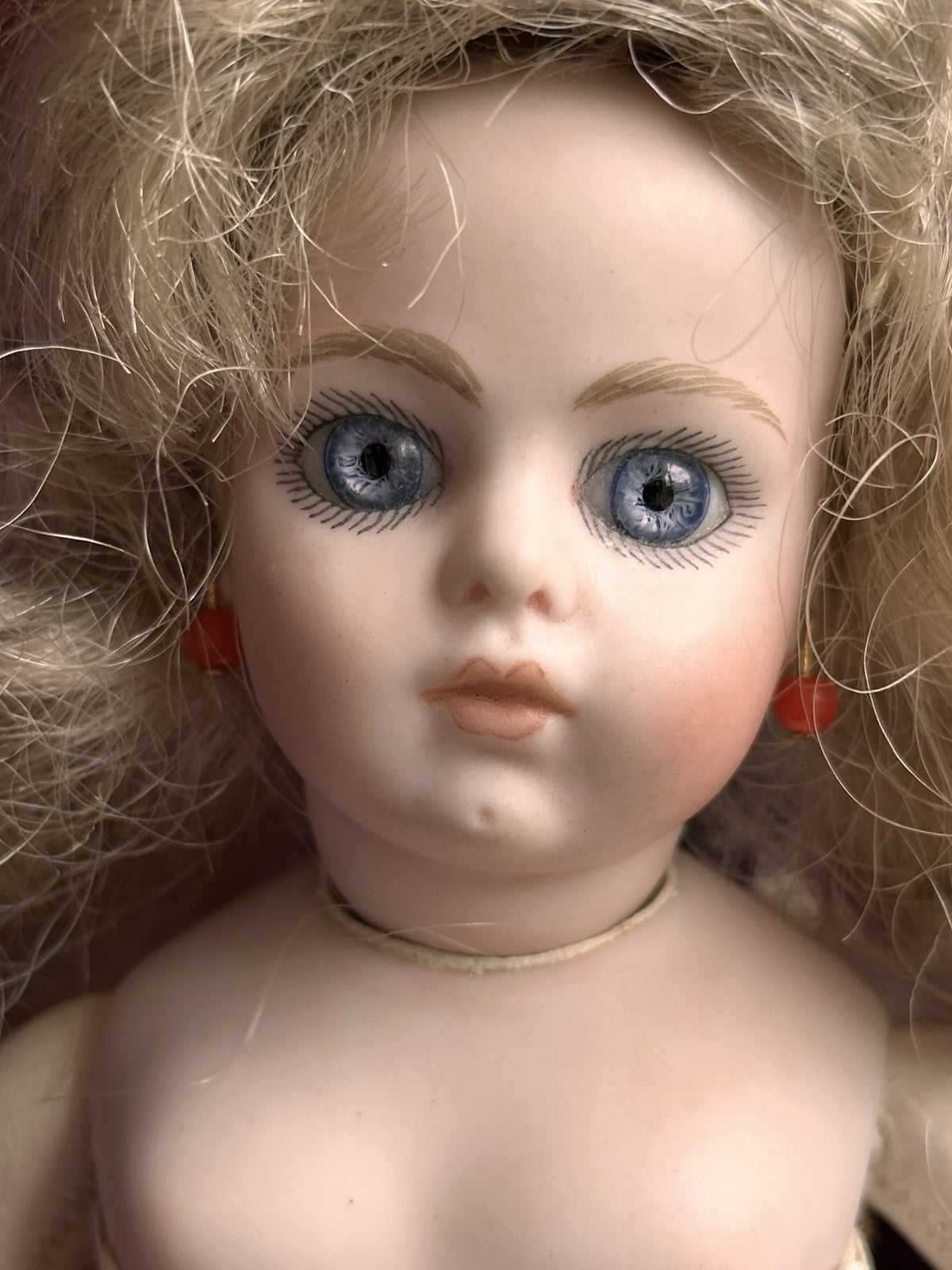 Vintage 9” Artist Reproduction of Antique French Bru Jne Porcelain Leather Doll