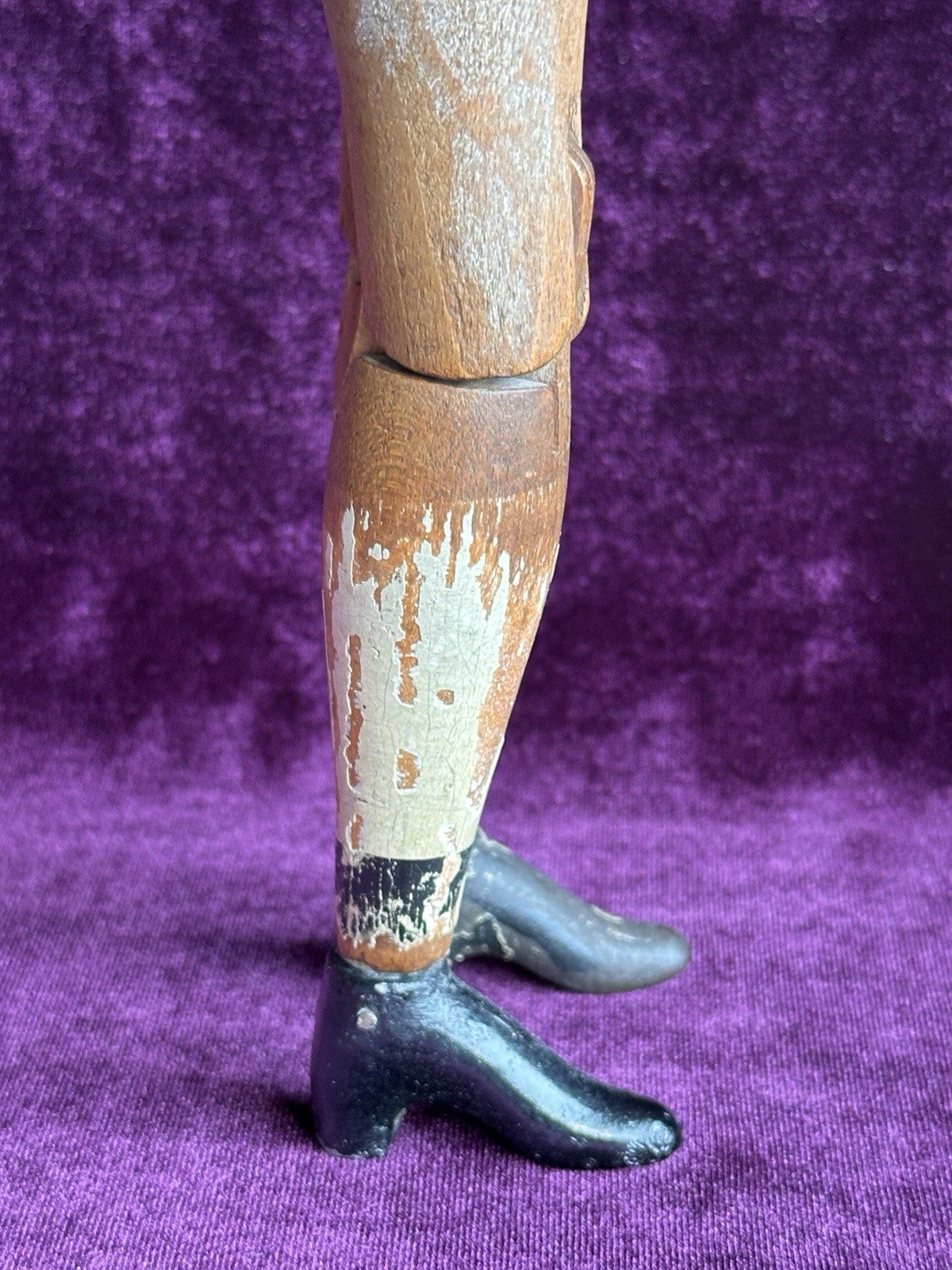 Rare Early American 15” Joel Ellis Metal Wood Jointed Doll