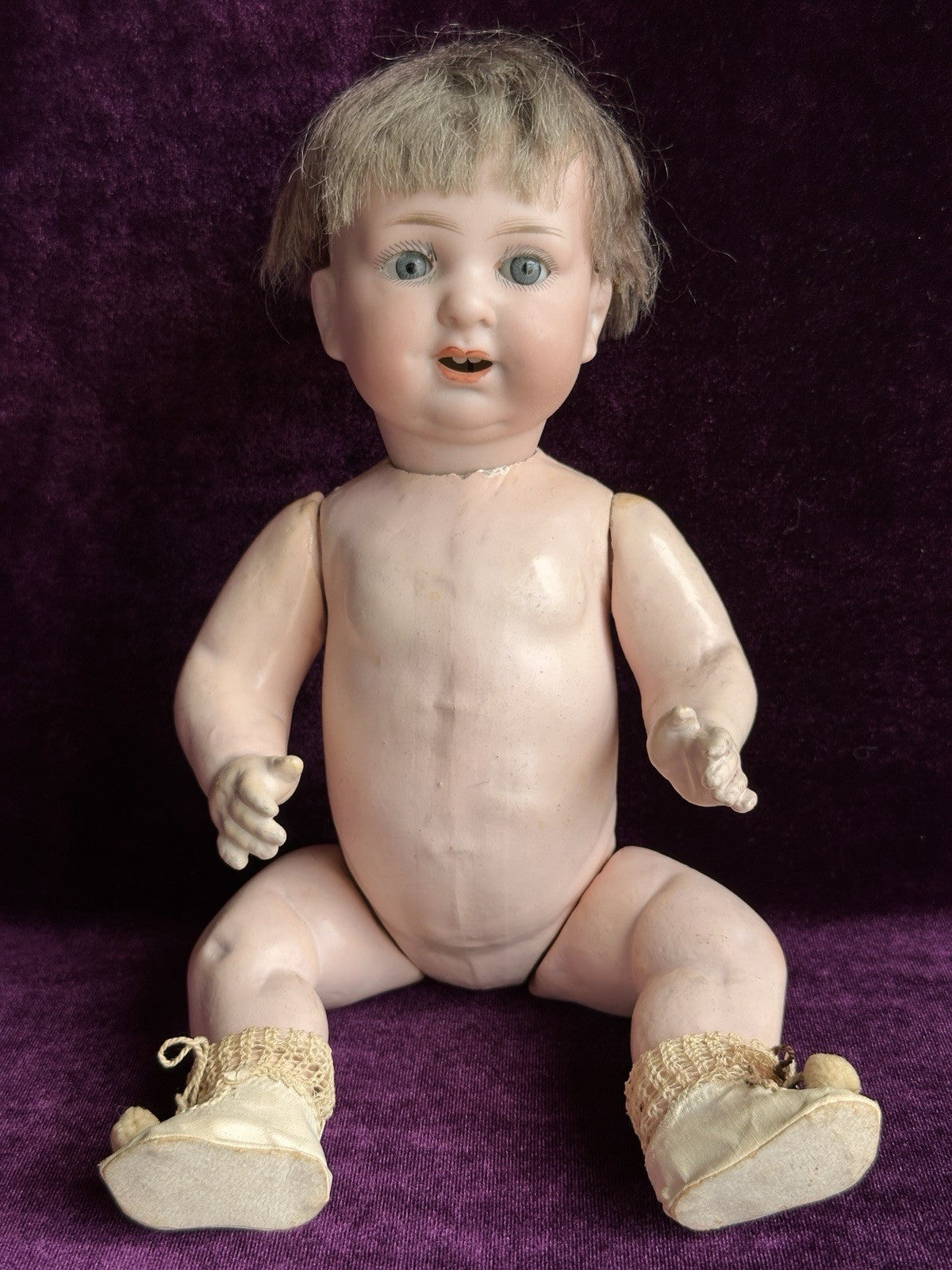 Antique German 11” Armand Marseille 980 Bisque Head Character Baby Doll