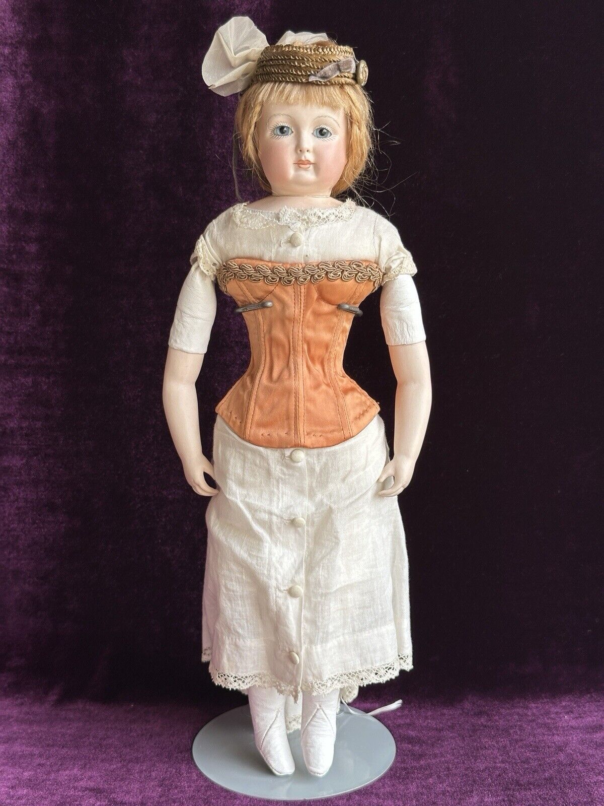 Vintage 15” Reproduction of Antique French Huret Fashion Doll with Glass Eyes