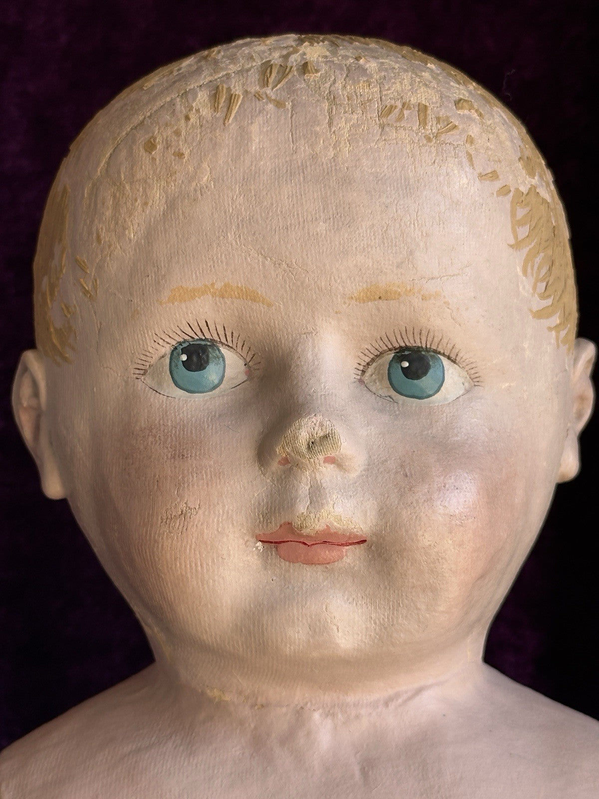 Rare Large Antique American 22” Gertrude Rollinson Oil Painted Cloth Baby Doll
