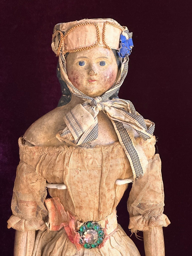 Large Antique German 18” Papier Mache Milliner’s Model Spill Curls Doll