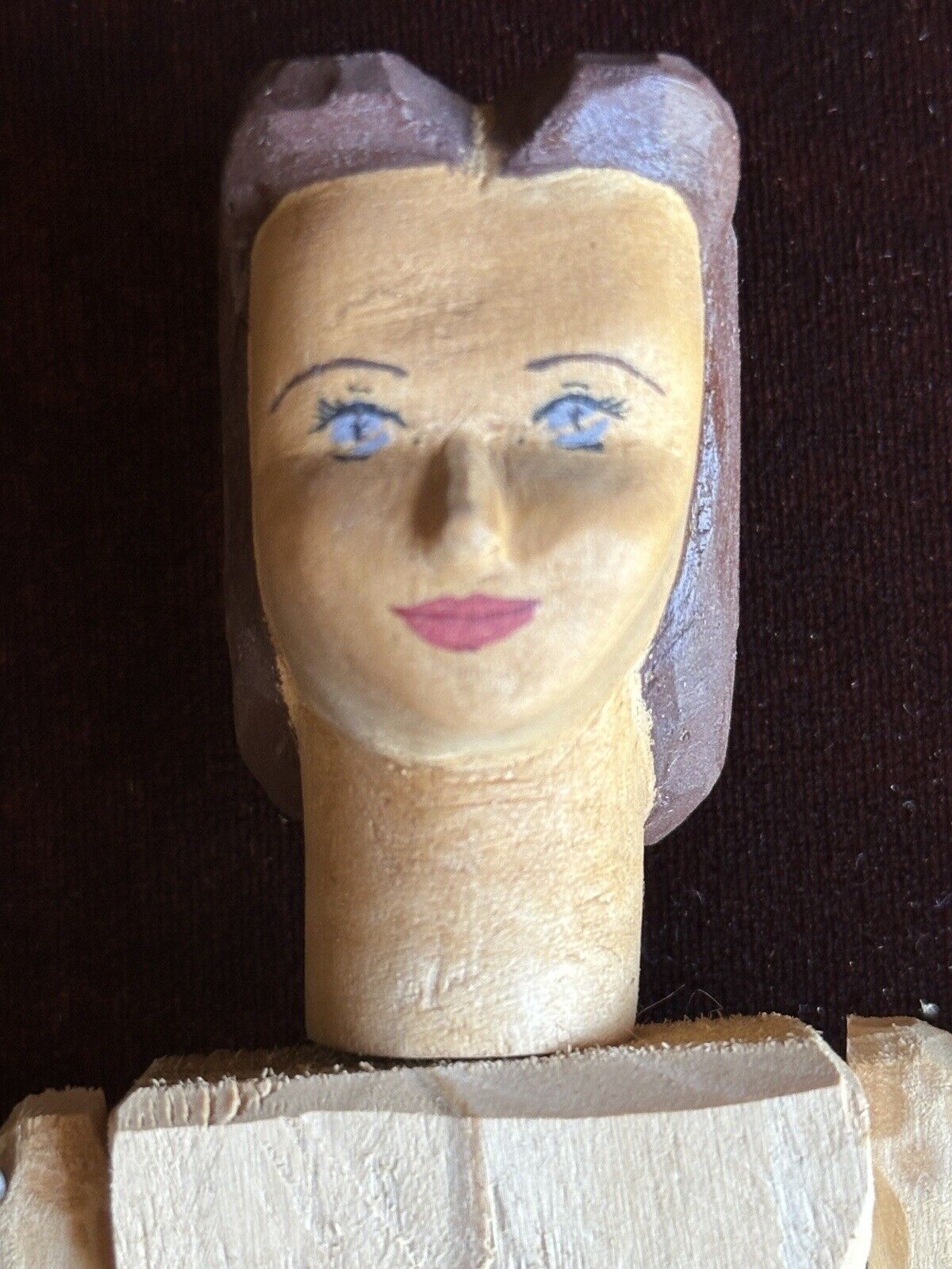 Vintage 10” Helen Bullard Signed Hand Carved Wooden Hitty Doll
