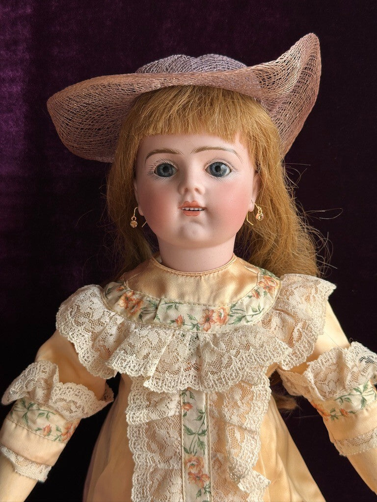 Antique French 21” Bru Jne R Bisque Head Mechanical Walker Body Doll