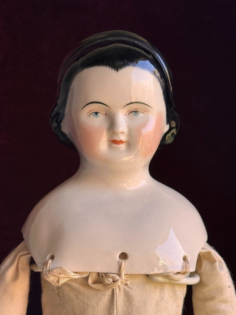 Vintage 19.5” Reproduction of Antique German Alice Hairdo China Head Doll