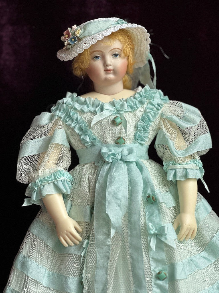 Collectible 15” Porcelain Reproduction of Antique French Huret Fashion Doll