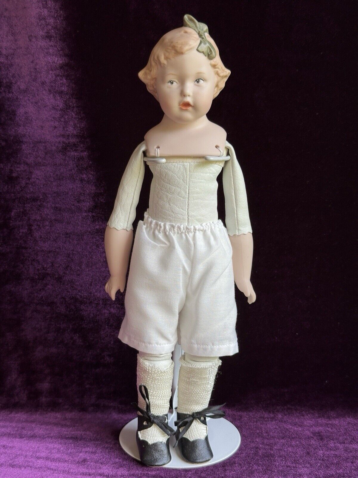 Porcelain 13.5” Reproduction of Antique German Heubach 7851 Character Girl Doll