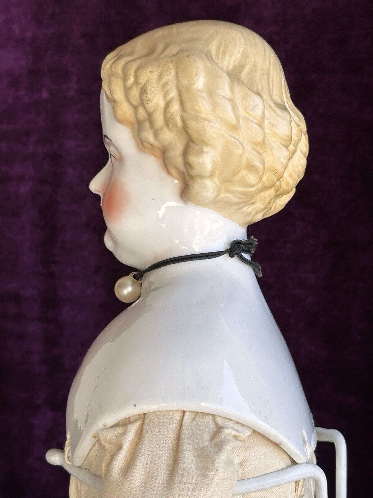 Antique German 11.5” Petite Blonde China Shoulder Head Doll
