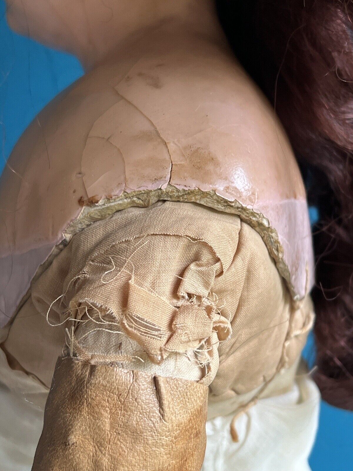Large Antique German 30” Wax Over Papier Mache Doll