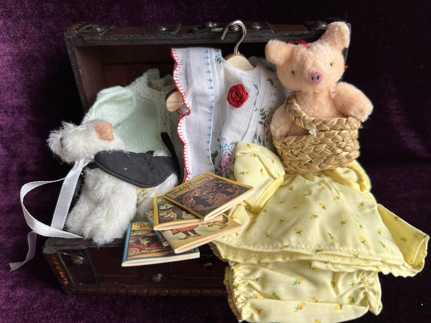 Antique French 10” Bleuette SFBJ France Bisque Head Doll with Extras