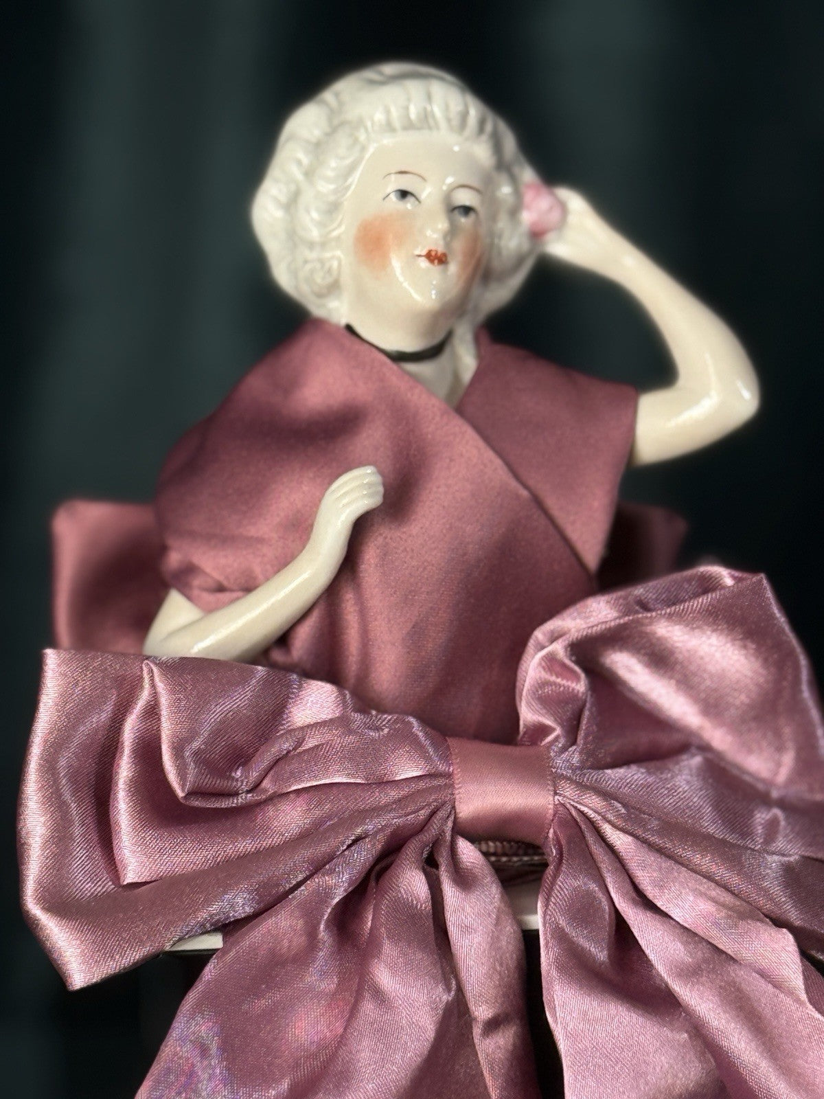 Large 5” Antique German Porcelain Schneider Half Doll Pin Cushion Mold 15542