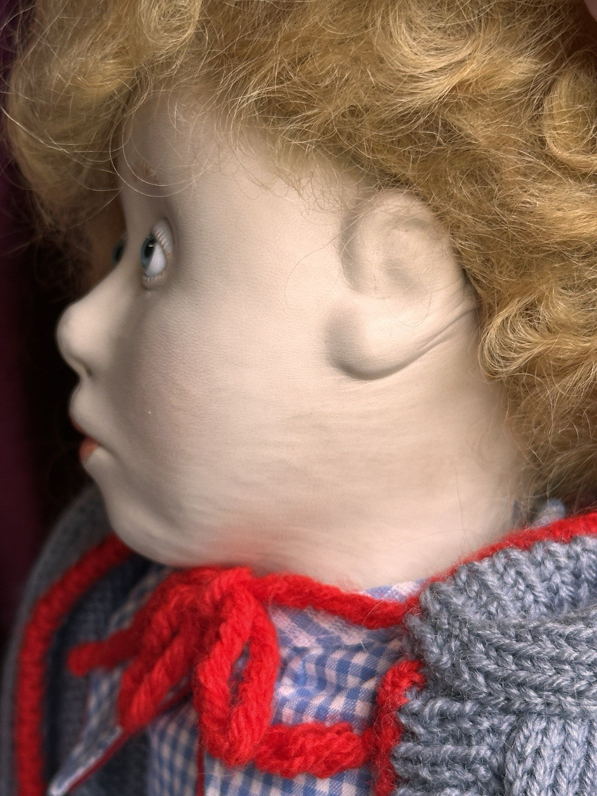 Very Rare OOAK 21” French Artist Malou Ancelin Leather Handmade Signed Doll