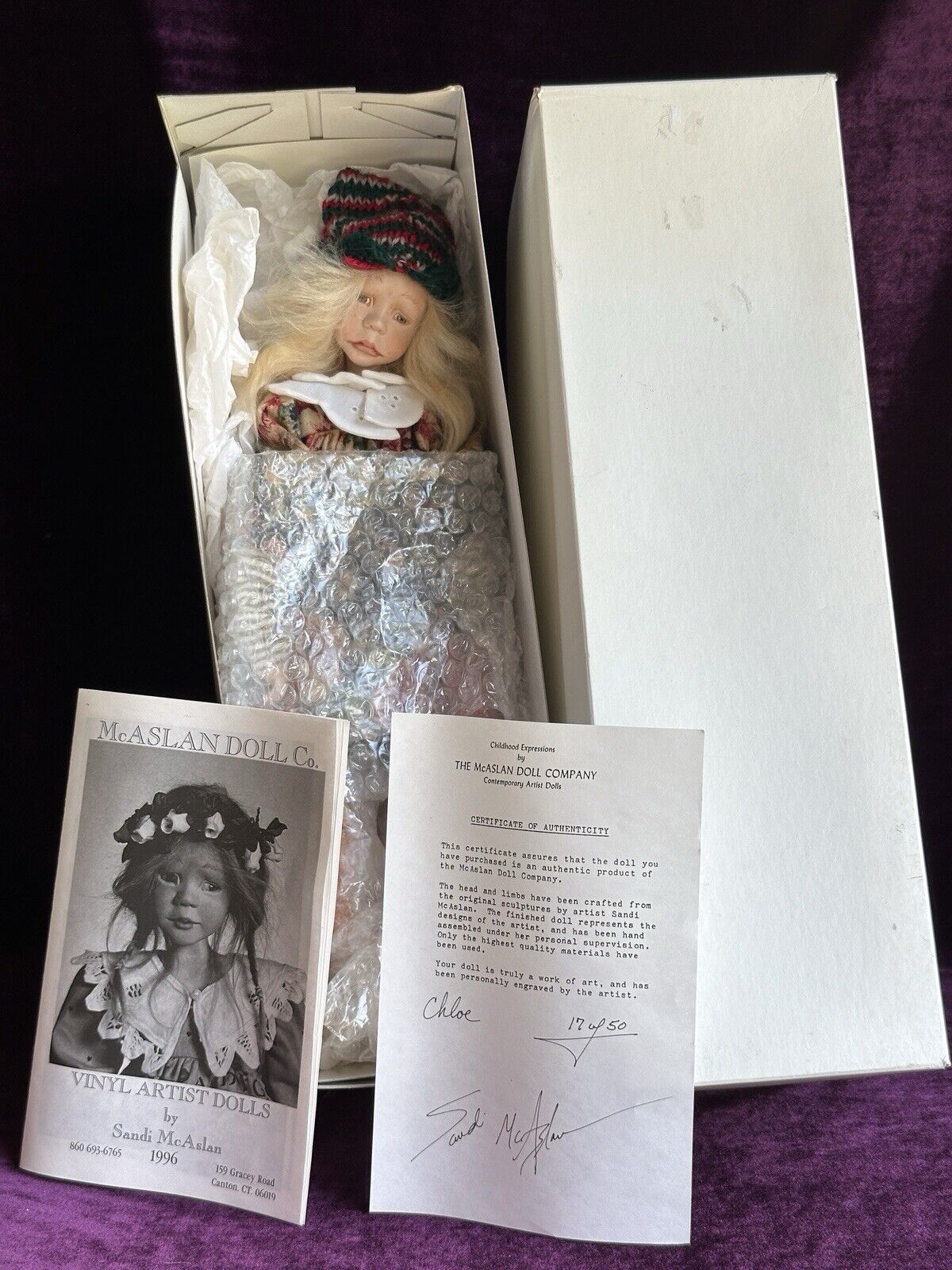 Collectible Porcelain 15” Artist Doll Chloe by Sandi McAslan LE 50