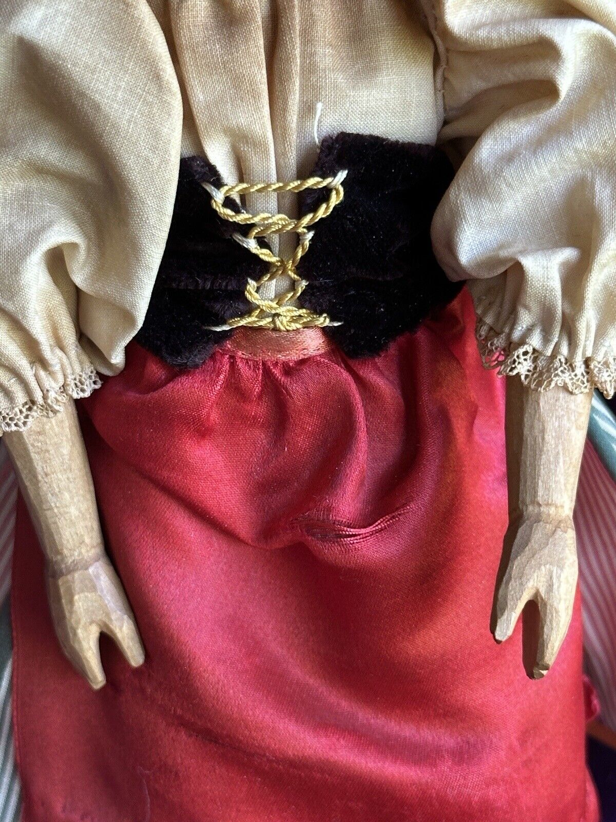 Vintage 10” Swiss Huggler Wood Carved Doll