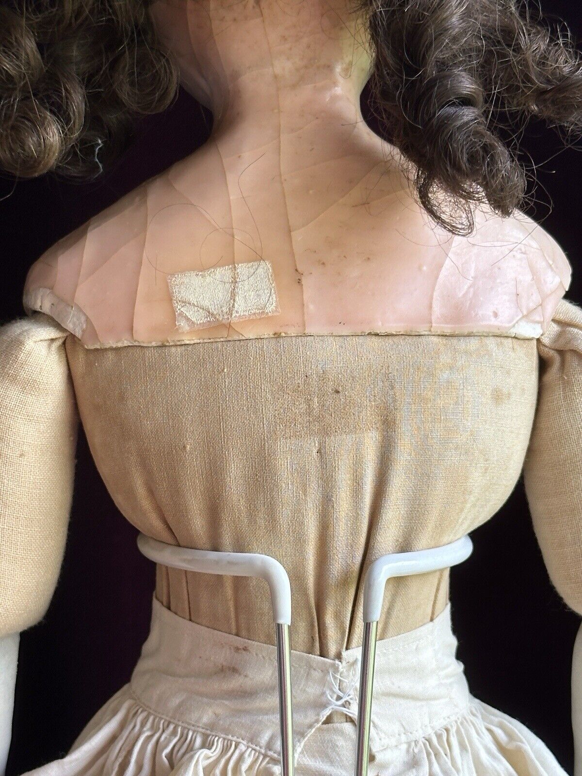 Antique English (?) Mad Alice 24” Wax Shoulder Head Victorian Doll