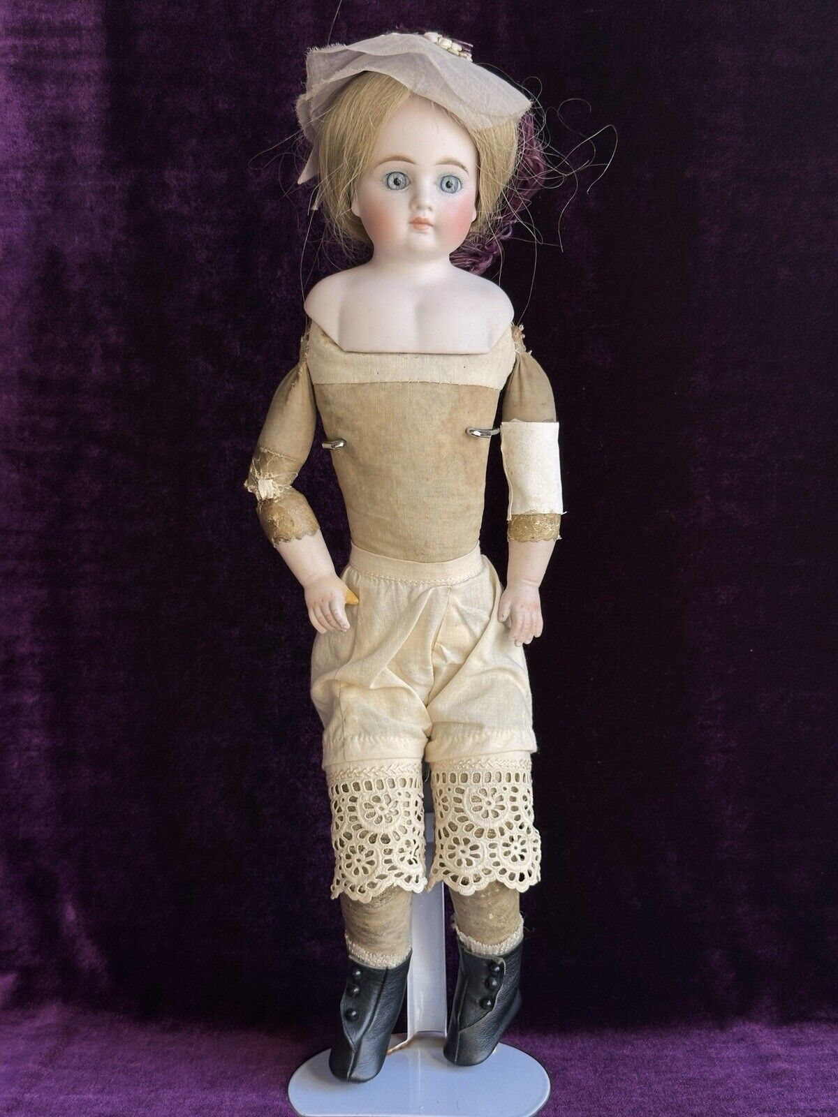 Antique German 16” Kestner (?) Solid Dome Head Belton Bisque Shoulder Head Doll