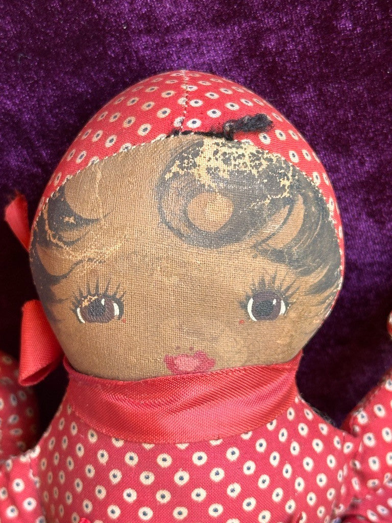 Vintage American 9" Topsy Turvy Belindy Cloth Painted Doll