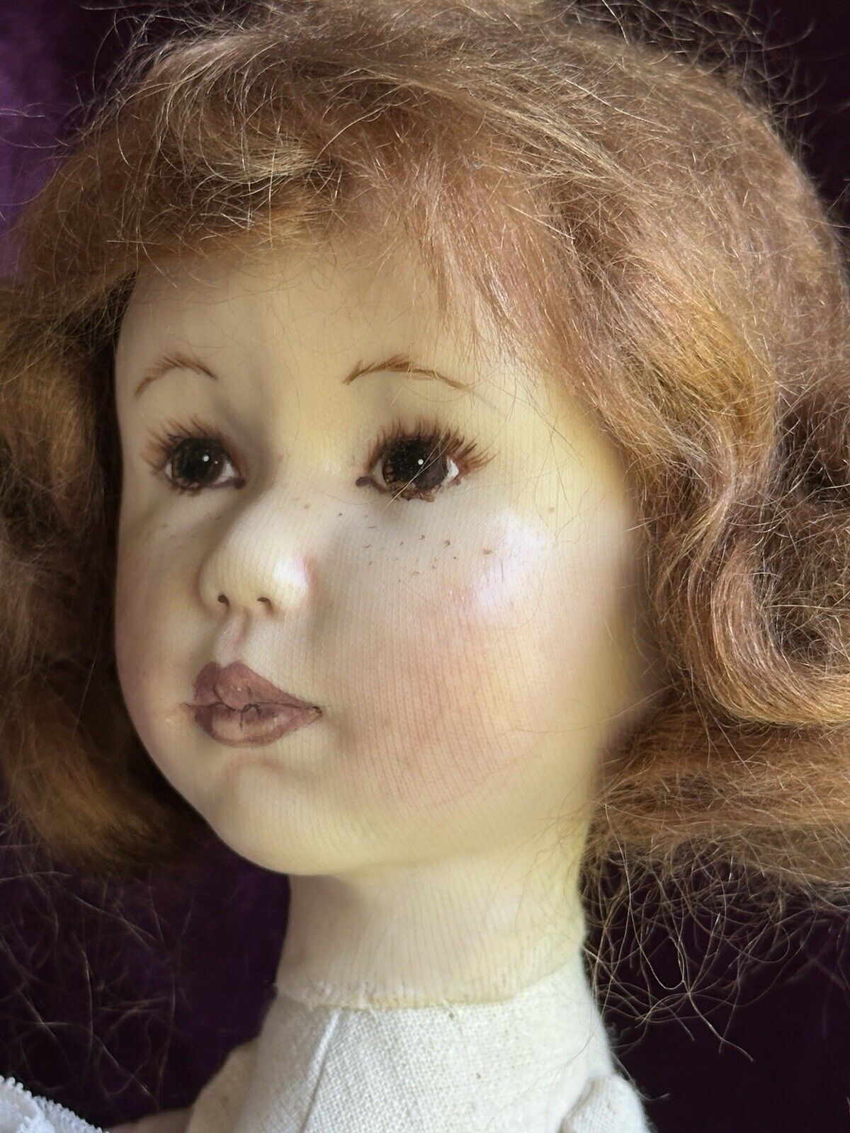 Collectible OOAK (?) Signed by Artist Linda Murray Shellcloth Cloth Girl Doll