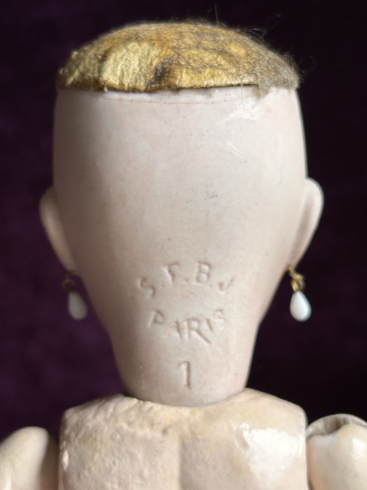 Antique French 10” Bleuette SFBJ France Bisque Head Doll with Extras