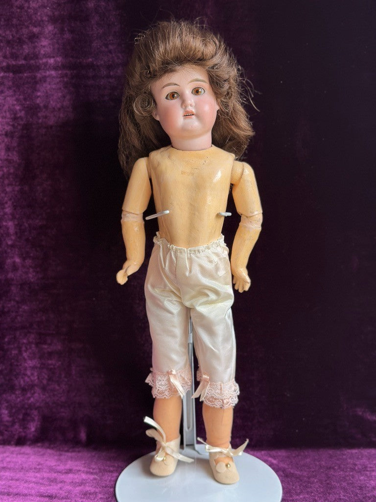 Antique German 18" Edmund Steiner marked EUSt Bisque Head Composition Body Doll
