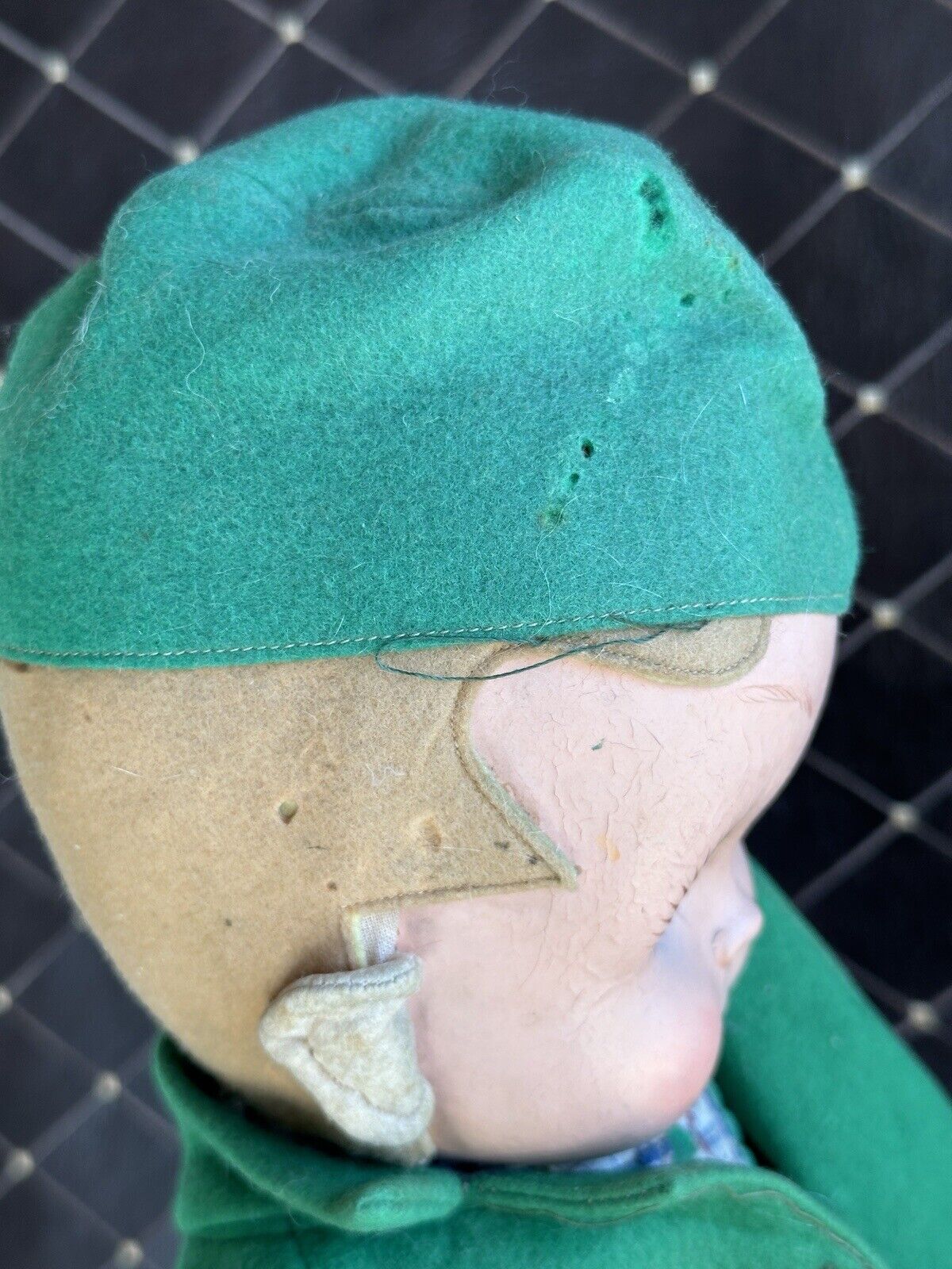 Vintage Italian 23” Lenci Didi (?) Felt Cloth Doll with Googly Disc Eyes