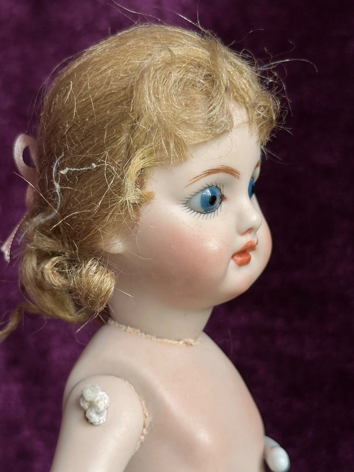 Porcelain 7” Reproduction of Antique Simon Halbig Mignonette Doll with Baby