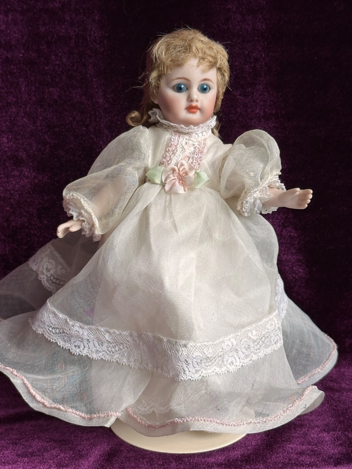 Porcelain 7” Reproduction of Antique Simon Halbig Mignonette Doll with Baby