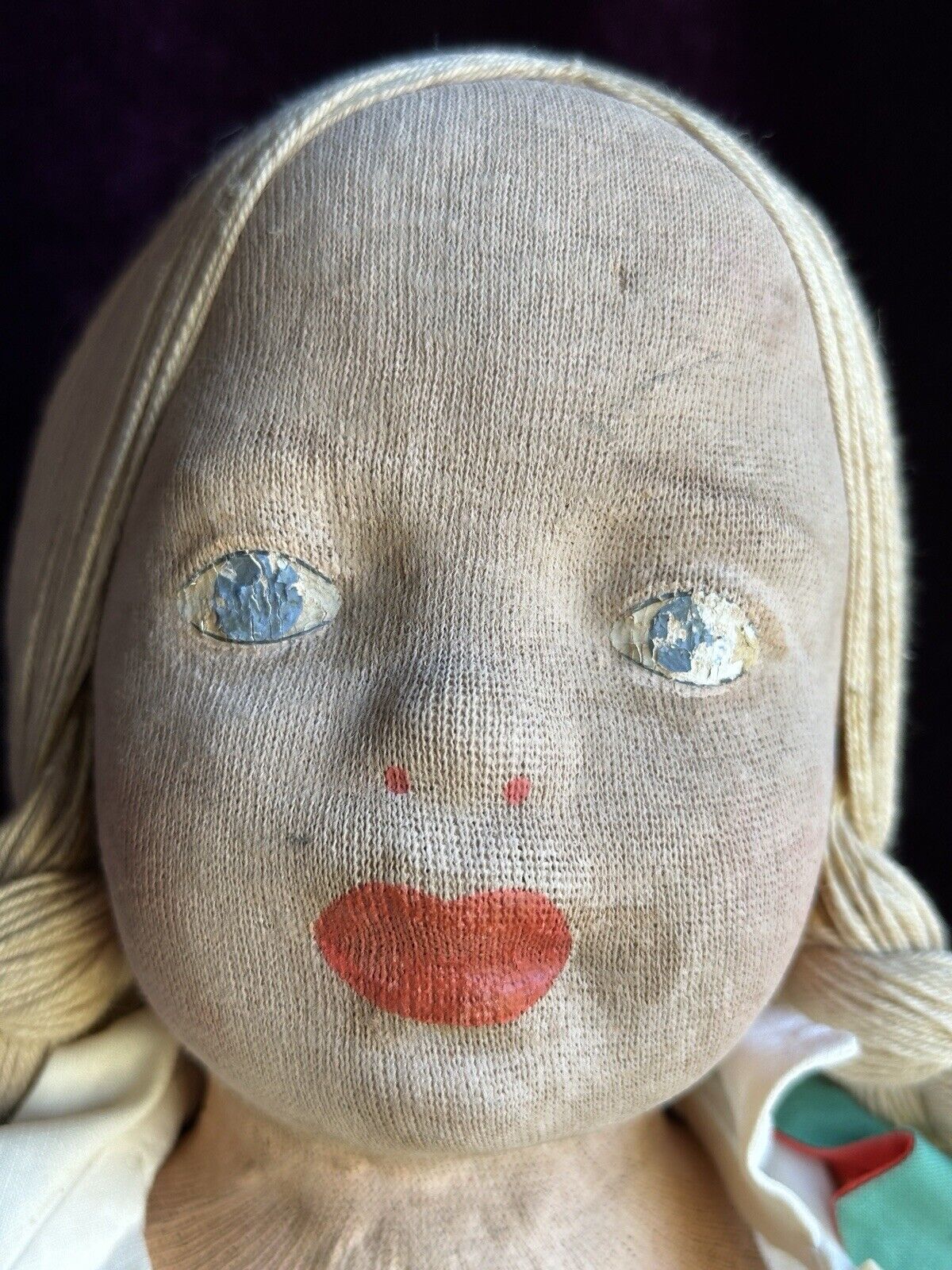 Vintage American 22” All Original WPA Milwaukee Stockinette Cloth Doll