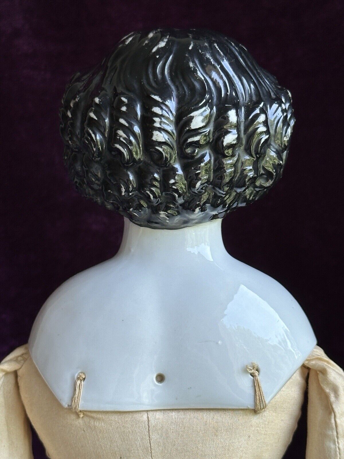 Antique German 19” China Shoulder Head Brunette Victorian Fashion Doll