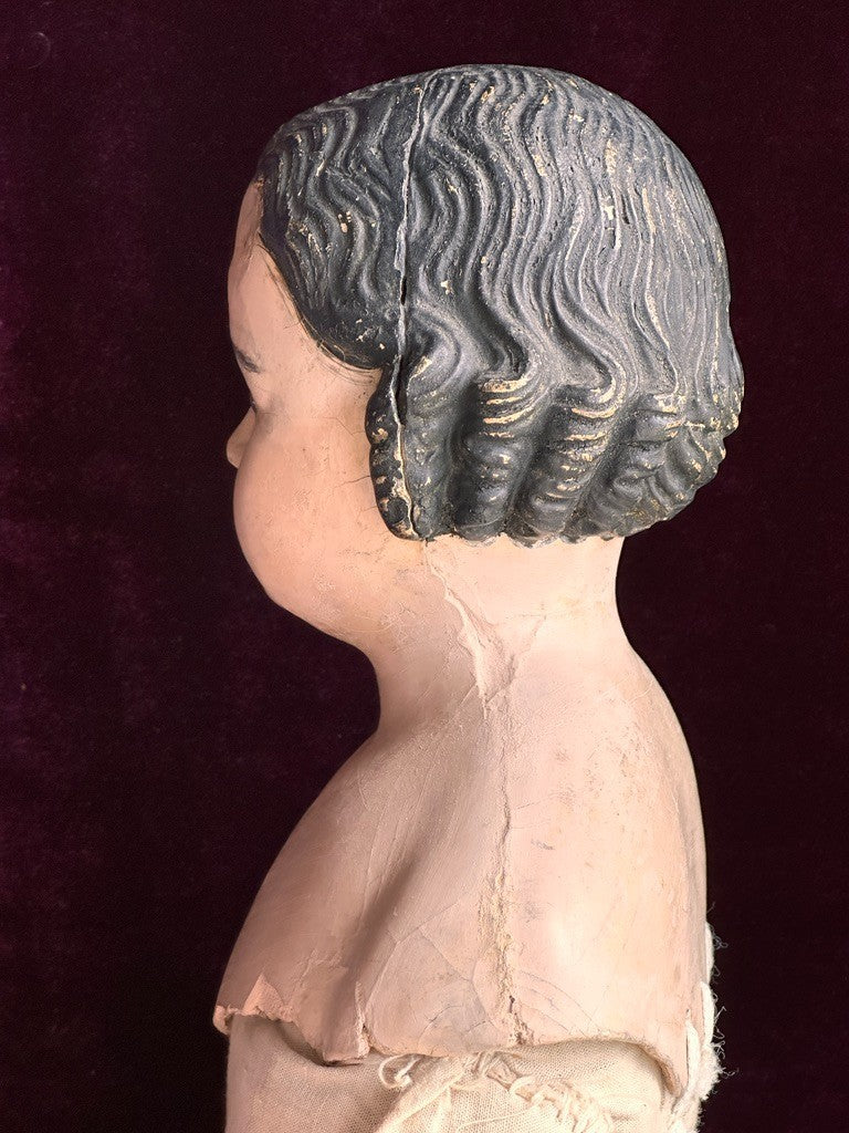 Antique American 26.5” Pre-Greiner Papier Mache Doll