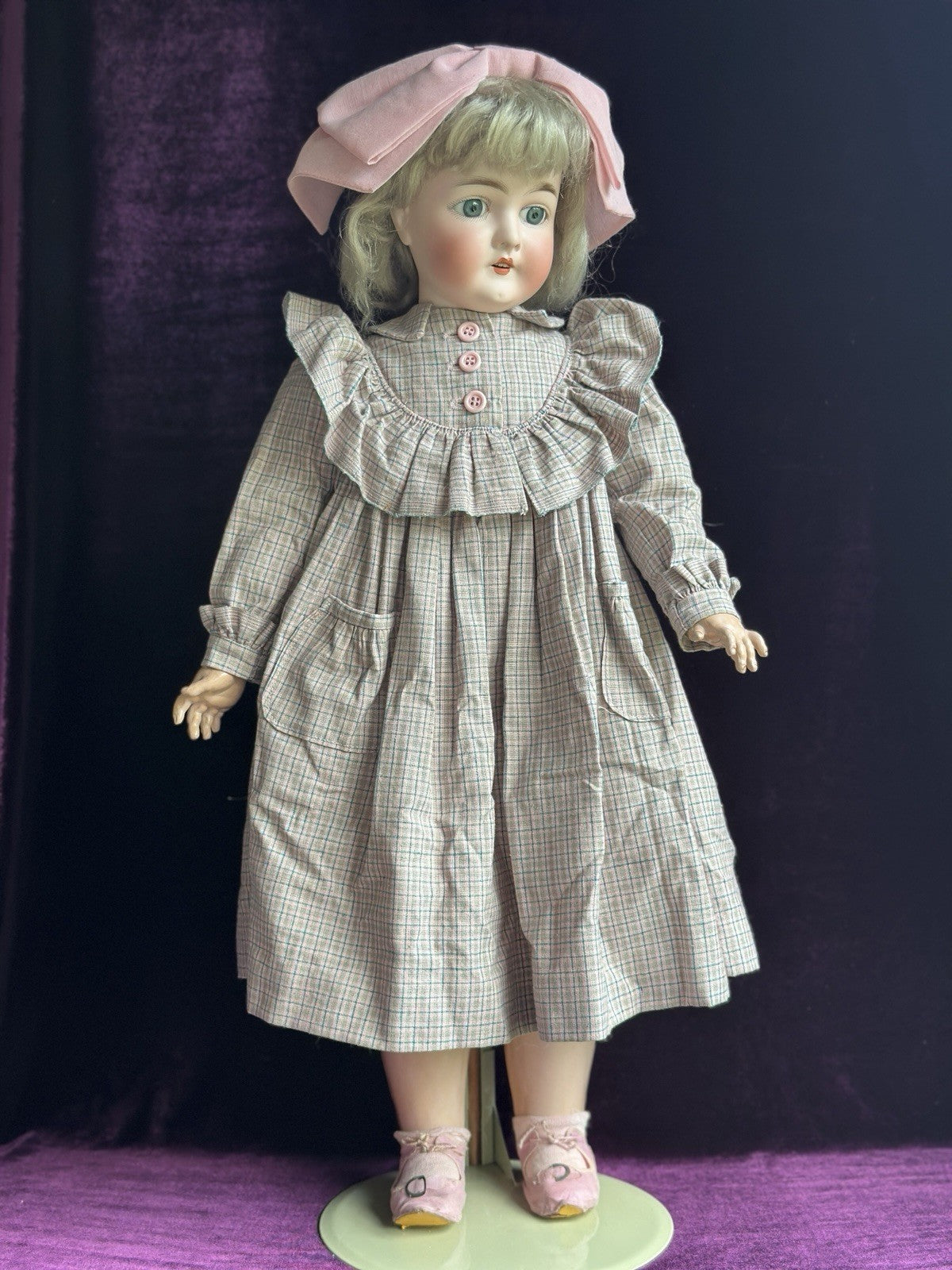 Antique German 25” Queen Louise Doll Bisque Head Composition Body