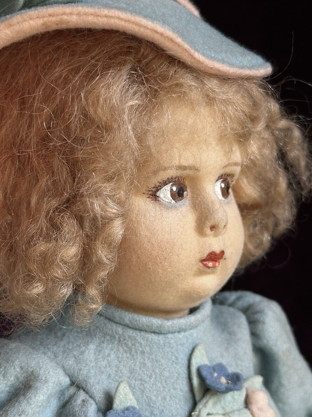 Vintage Italian All Original 12” Lenci 111/2000 Series Felt Cloth Doll Tagged