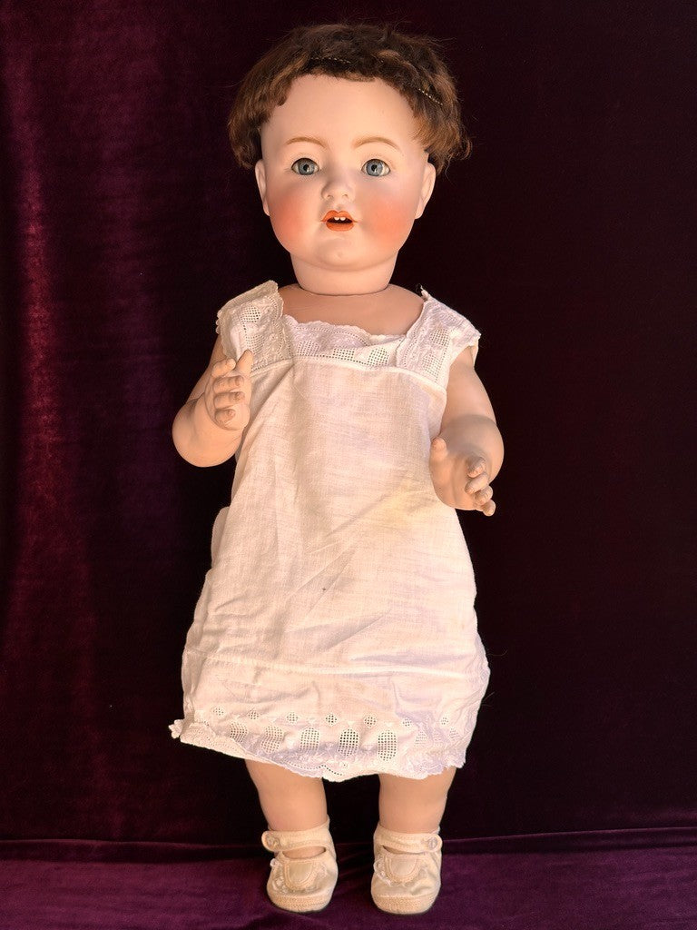 Rare Antique German 24" Bruno Schmidt 1294 Bisque Head Toddler Character Doll