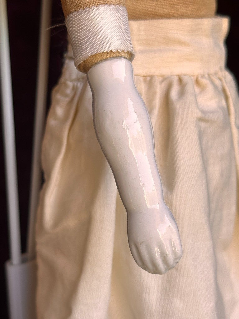Antique German 16” Flat Top China Shoulder Head Doll