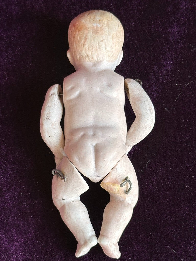 Antique German 5.25” All Bisque Miniature Baby Doll