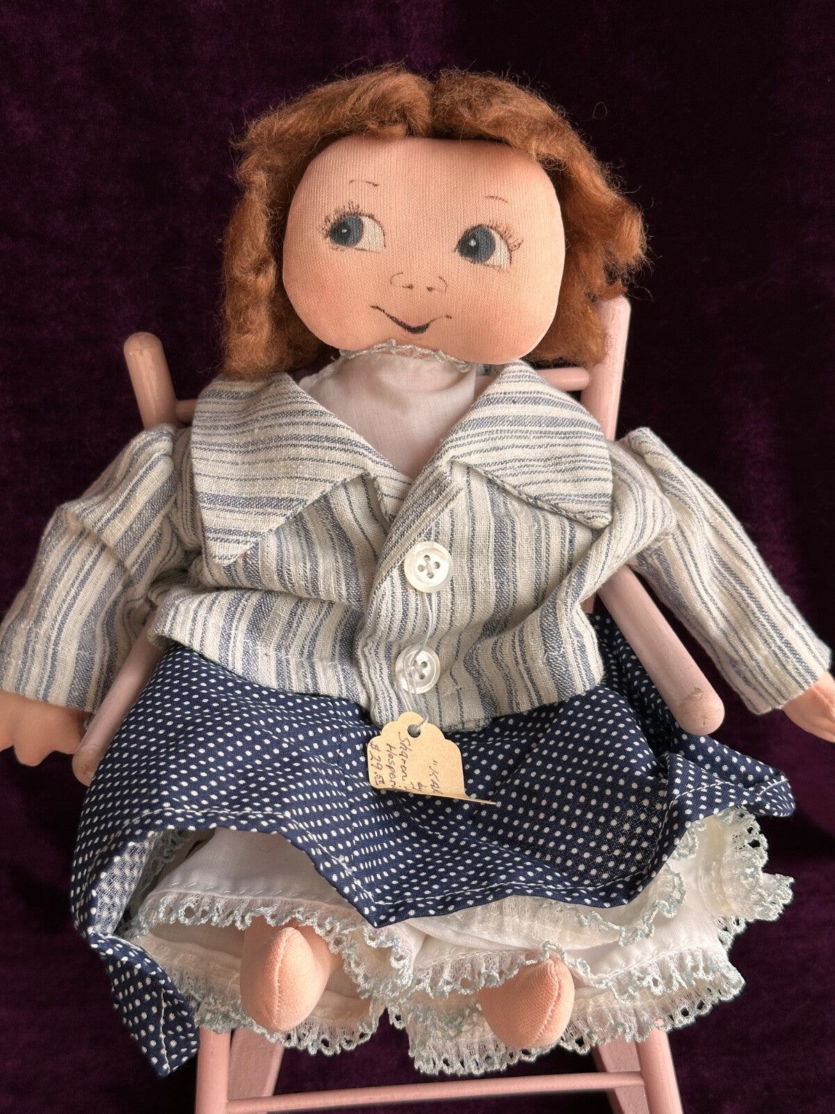 Lot of 2 Vintage Handmade Cloth Felt Dolls