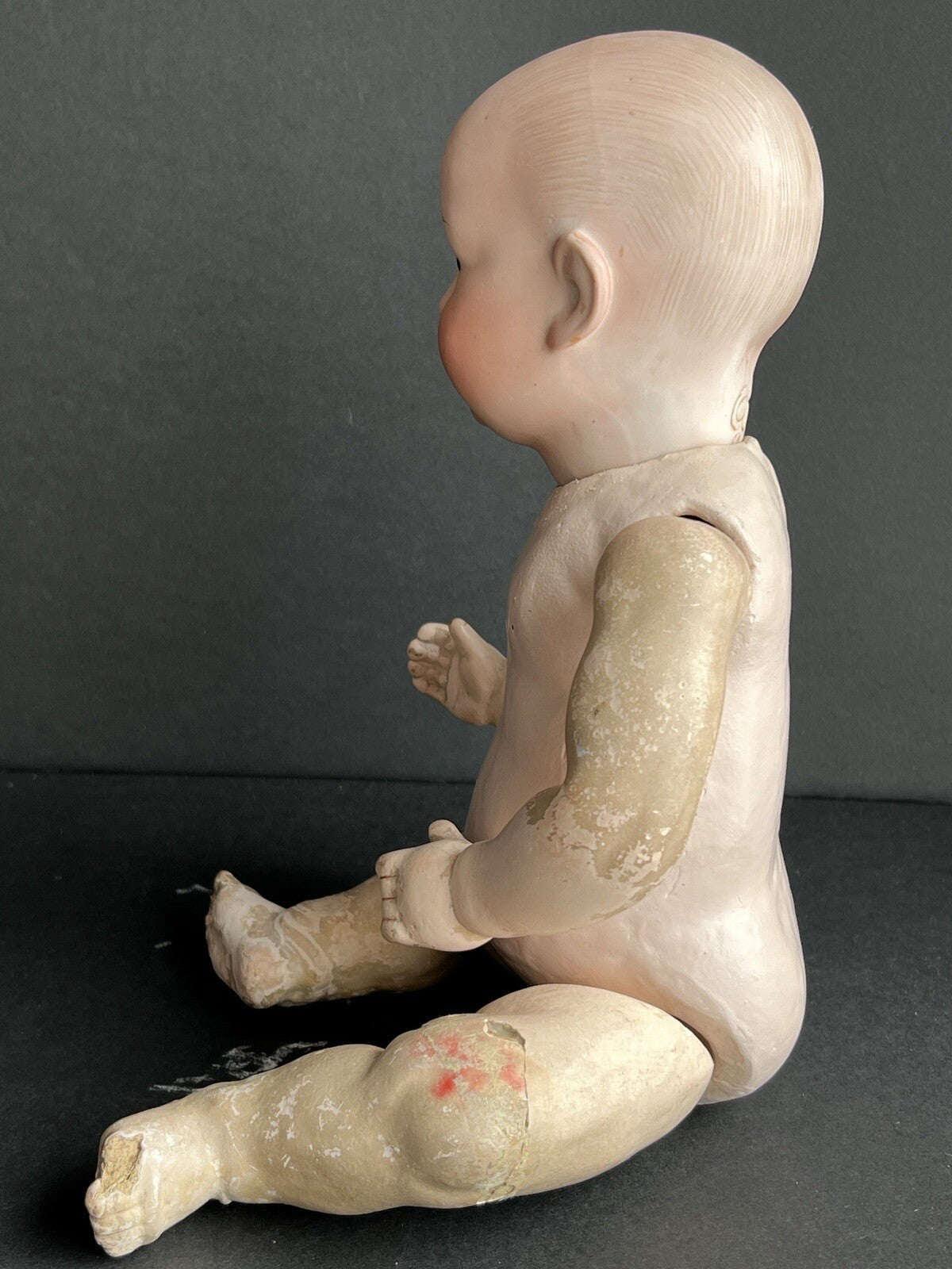 Antique Japanese 14” Yamato Nippon Bisque Solid Dome Head Baby Doll