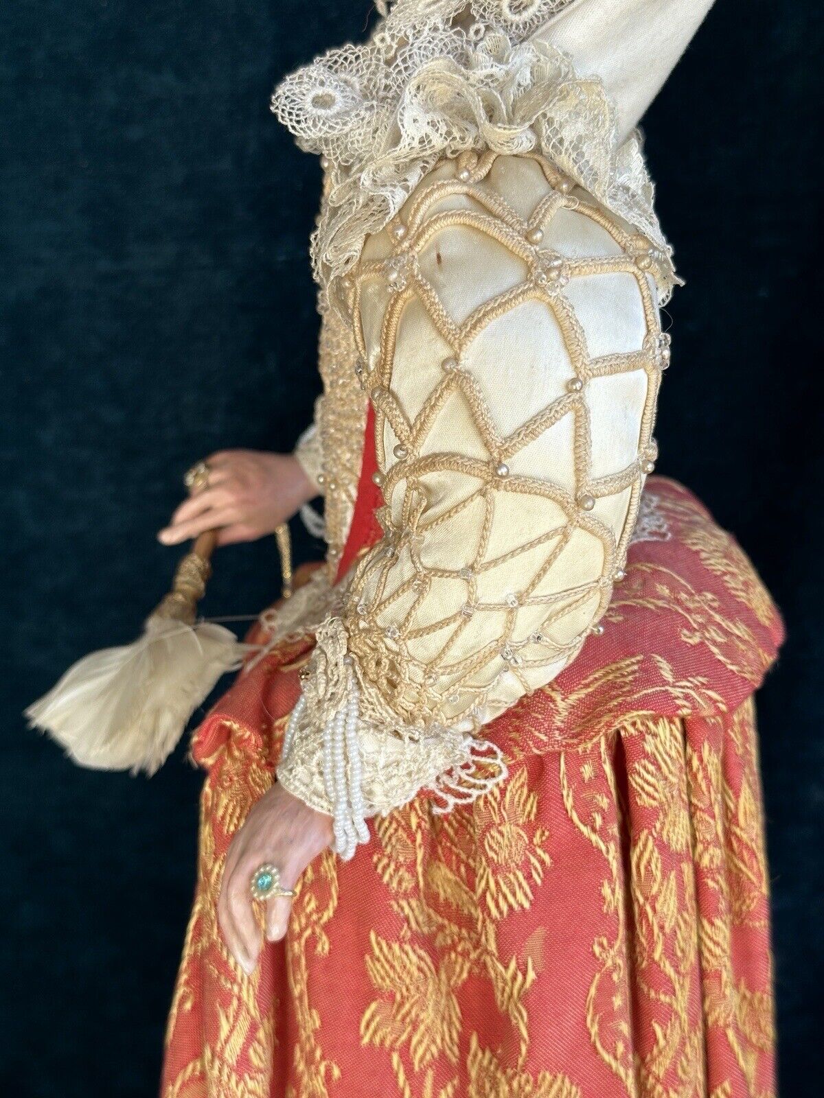 OOAK Artist Vintage 23” Polymer Clay (?) and Cloth Portrait Royal Lady Doll