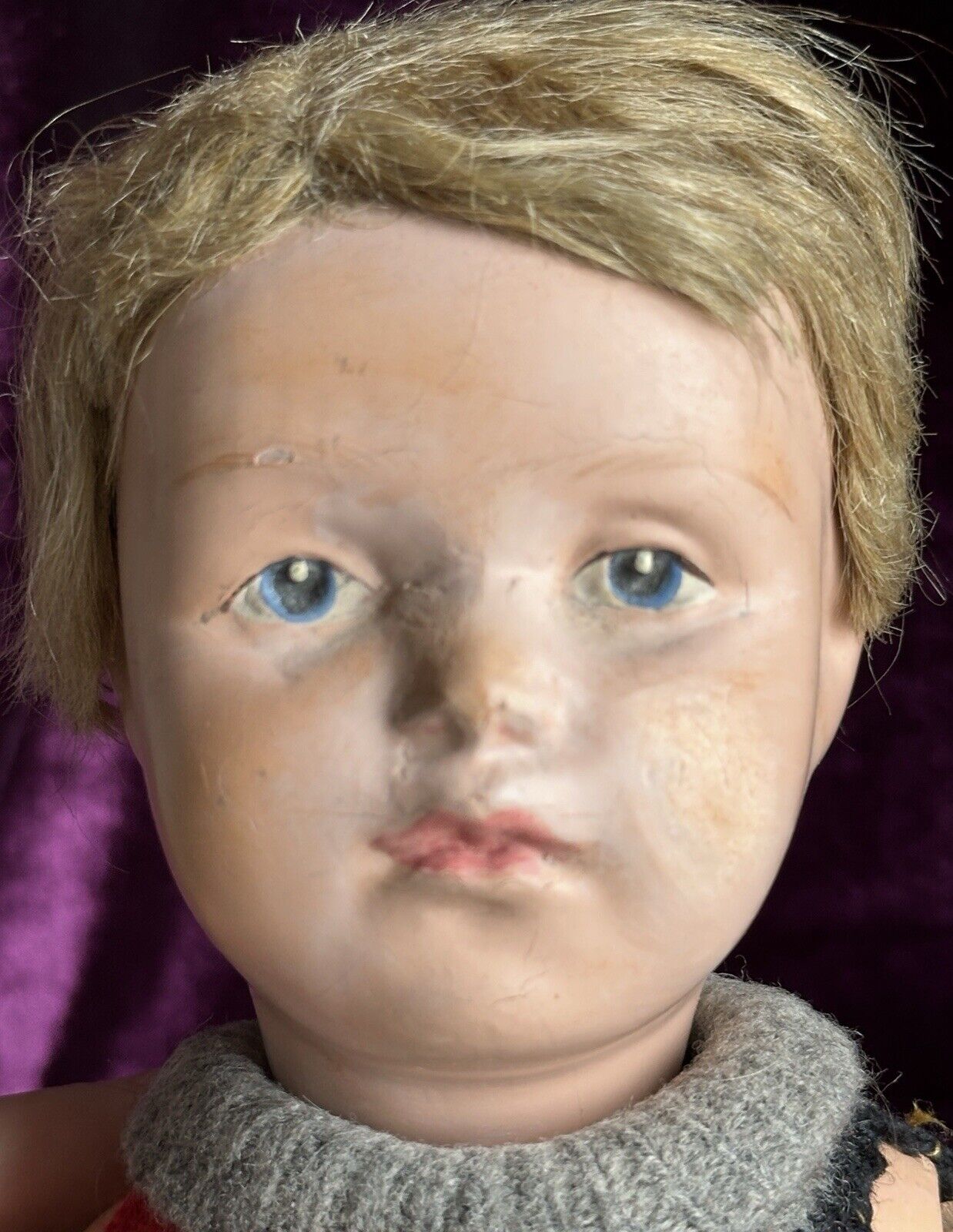 Antique American 19” Schoenhut 308 (?) Wood Carved Boy Doll