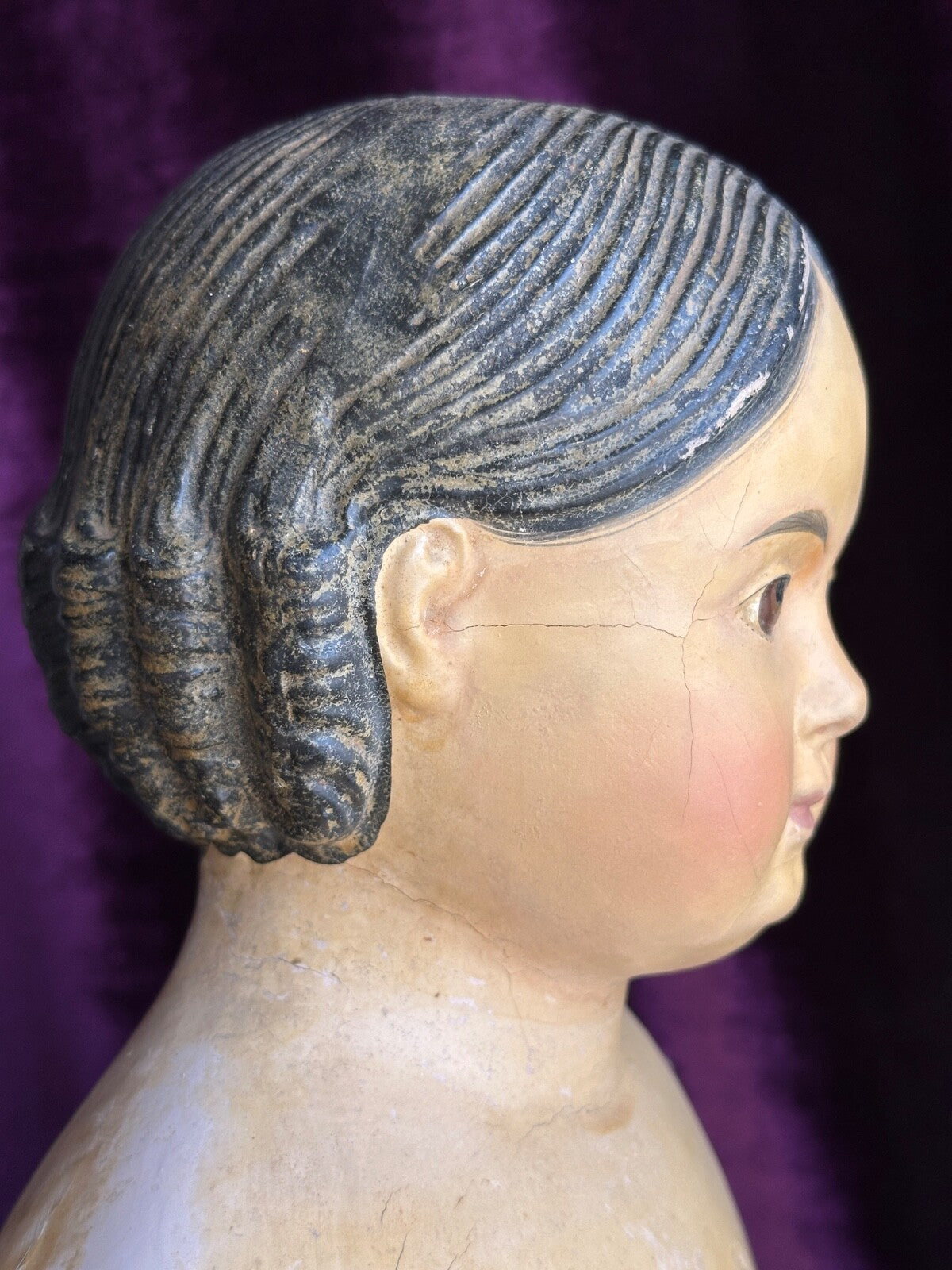 Huge 32” Antique American Greiner Covered Wagon Papier Mache Doll