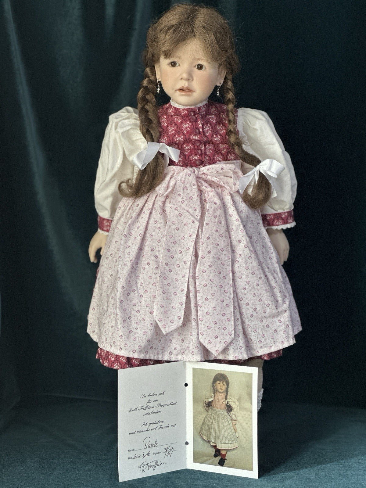 Rare Collectible Artist 24” Porcelain Doll “Rosele” by Ruth Treffeisen LE 50 COA