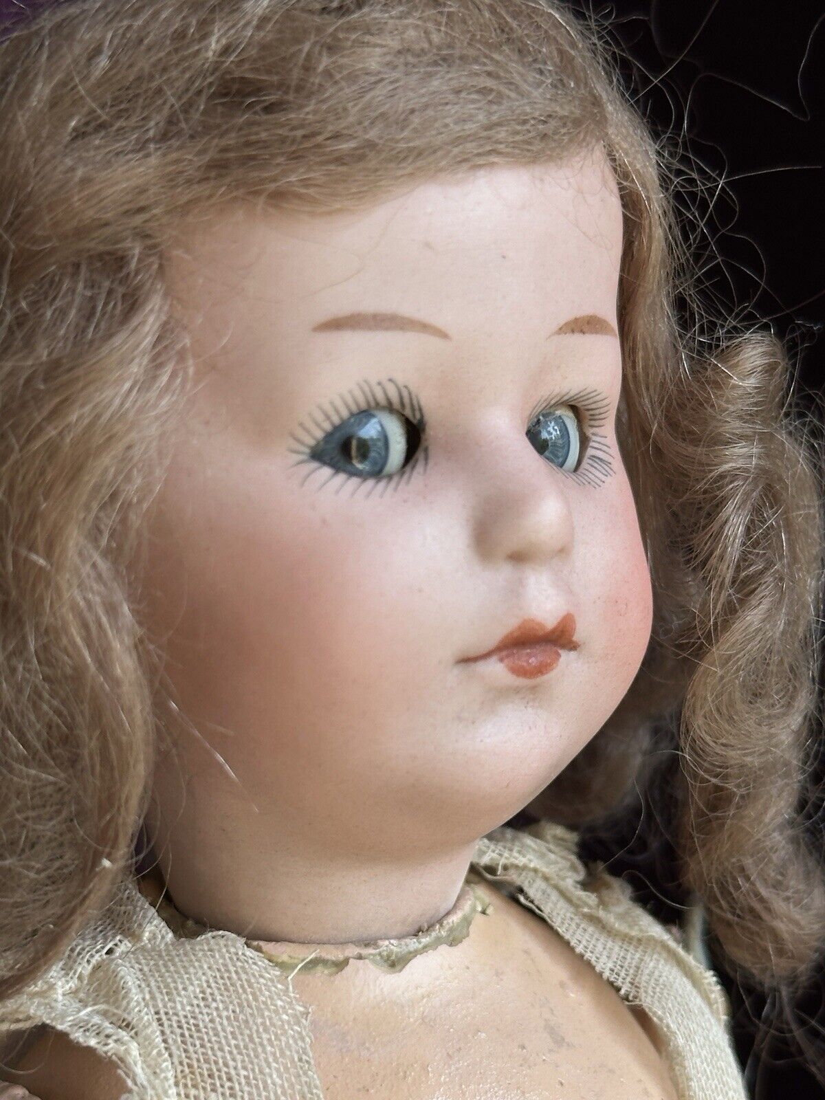 Rare Antique German 9” Gebruder Heubach 8420 Side Glancing Eyes Bisque Doll