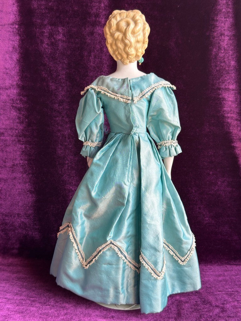 Antique German 16.5” Parian China Bisque Shoulder Head Fashion Doll
