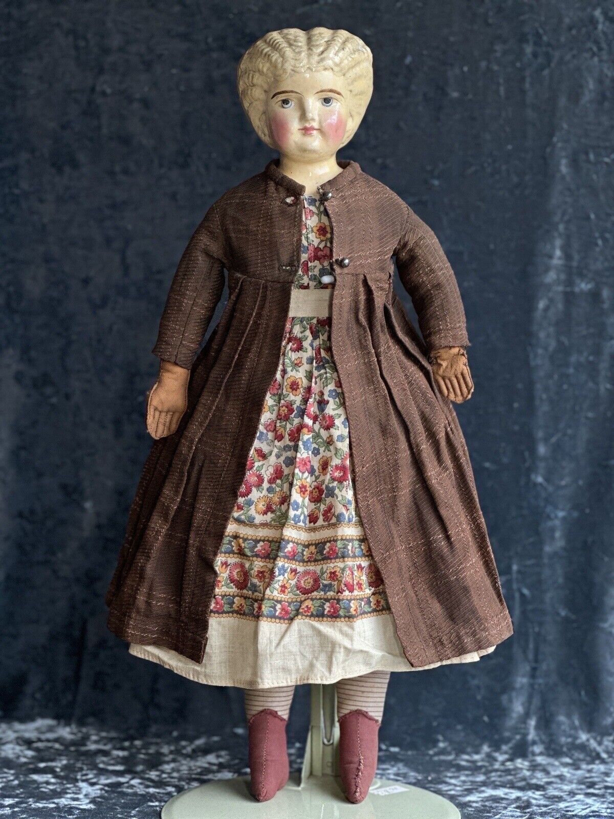 Antique German (?) Dressel (?) 20” Papier Mache Fashion Lady Doll