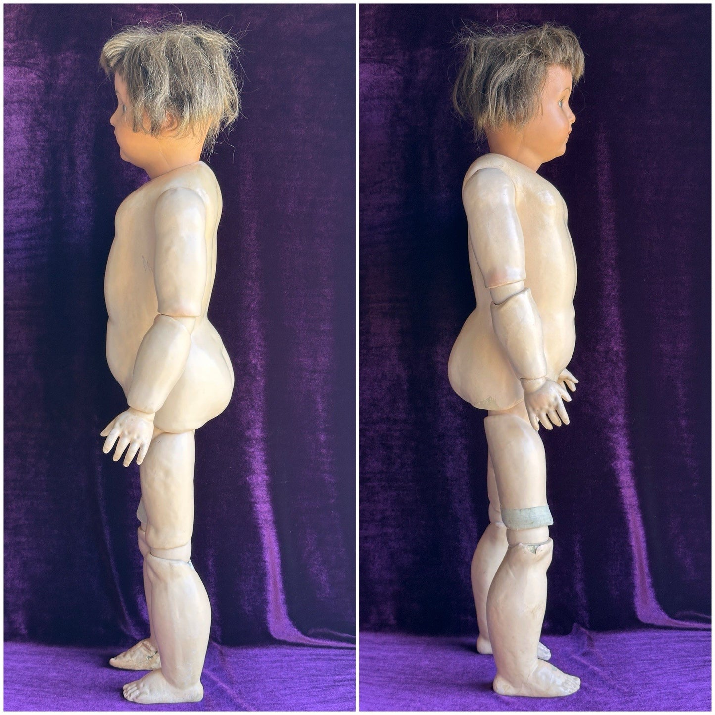 Vintage German Lifesize 31” Schutz-Marke 60 Celluloid Head Composition Body Doll
