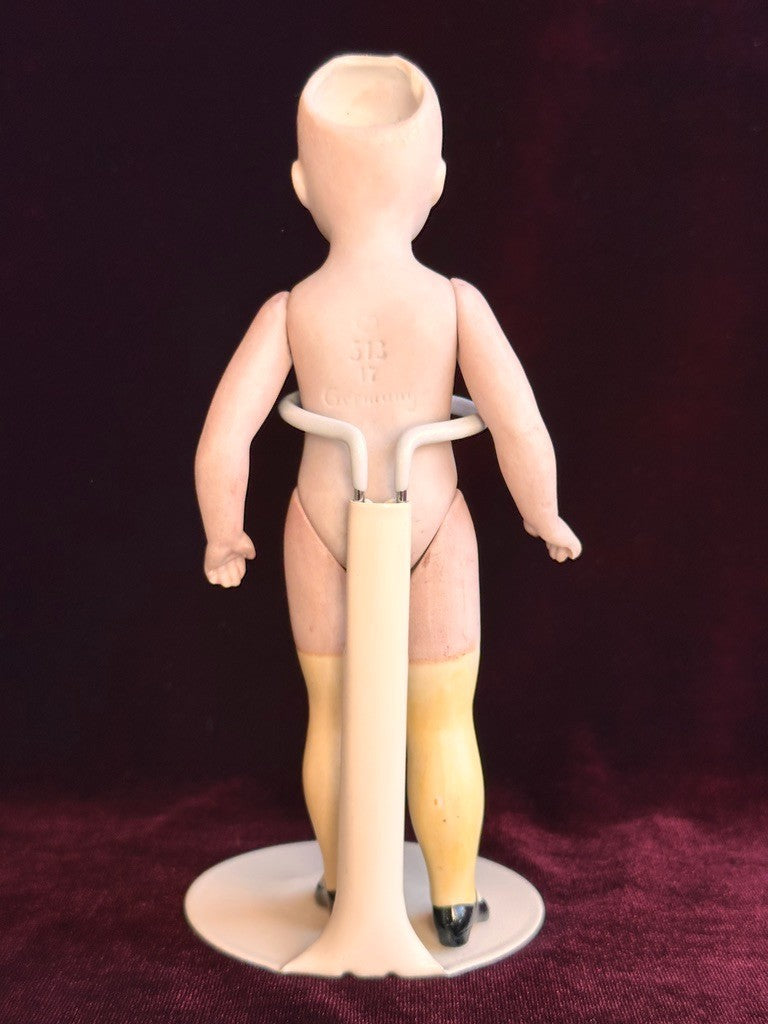 Rare Antique German 6.75” Bahr & Proschild 513 All Bisque Flapper Dollhouse Doll