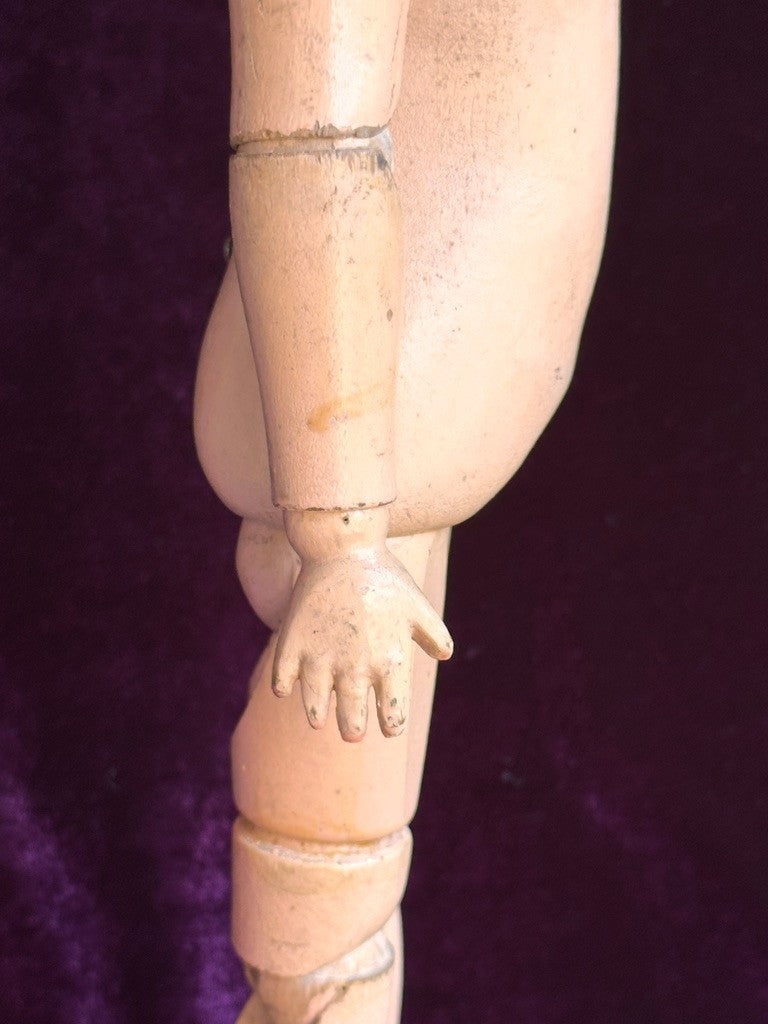 Antique American 15” Schoenhut 101 Series Wooden Jointed Girl Doll Molded Hair