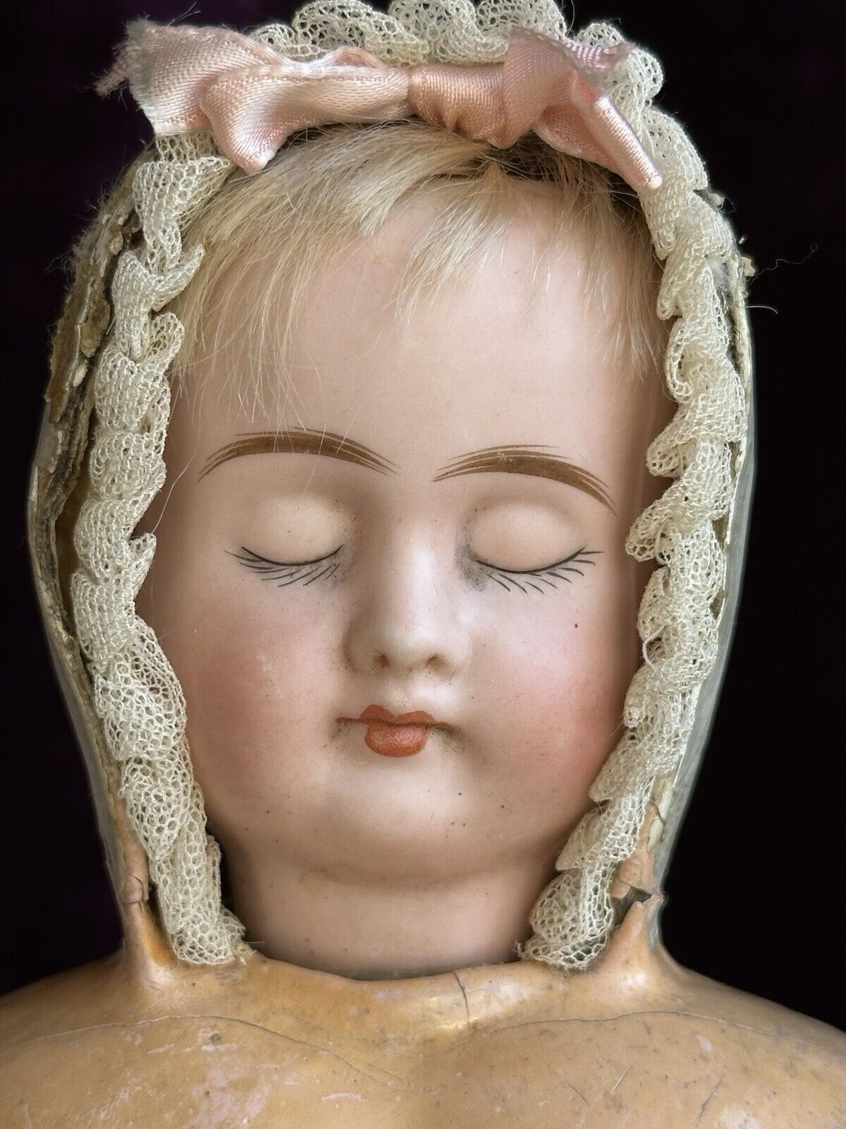 Antique German 14” Carl Bergner 3-Faces Multifaceted Bisque Head Doll