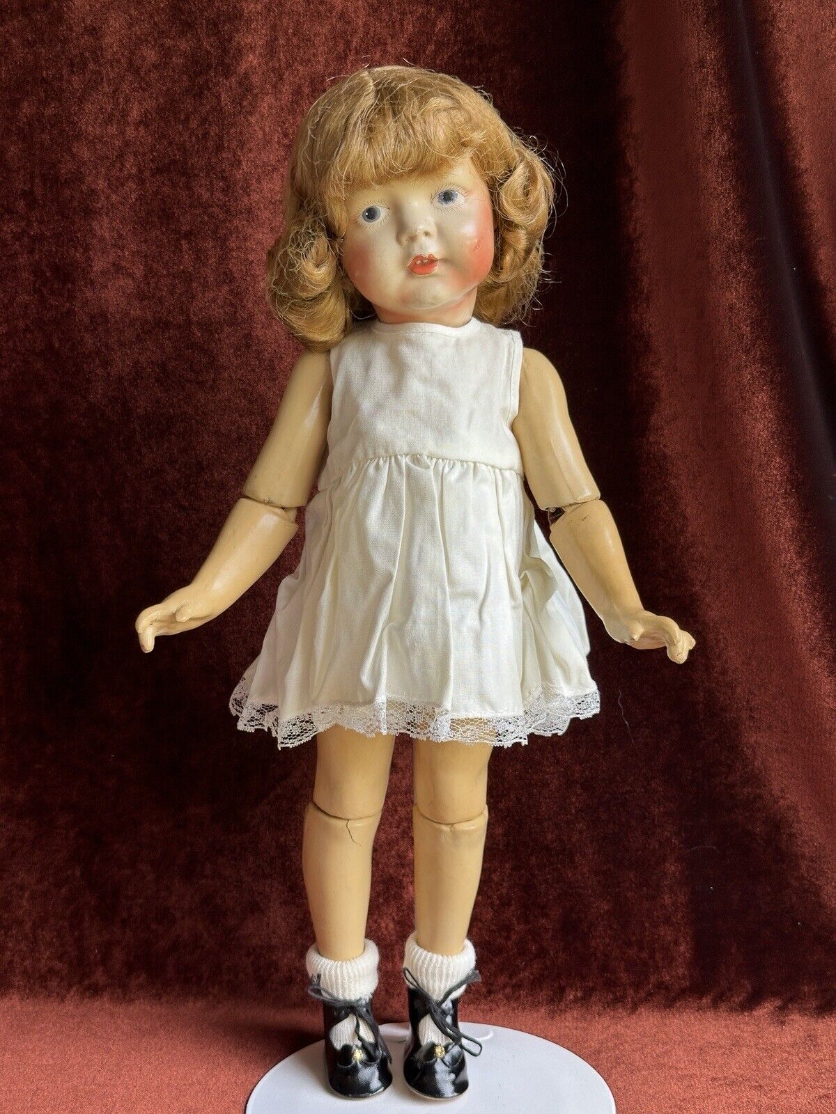 Unidentified Antique 19” American (?) German (?) Composition Jointed Girl Doll